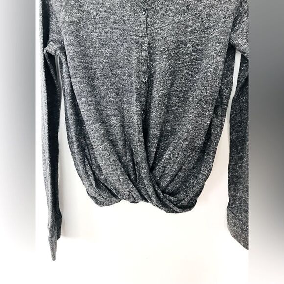Sundance | grey collared knit twist bottom sweater | size xs - Picture 2 of 5